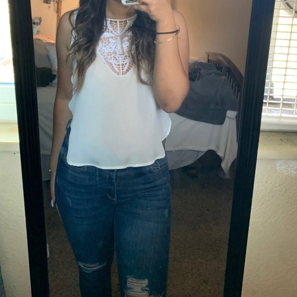white crotchet top